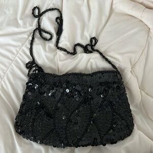 Vintage La Regale Ltd. Black Beaded Evening Purse Handbag